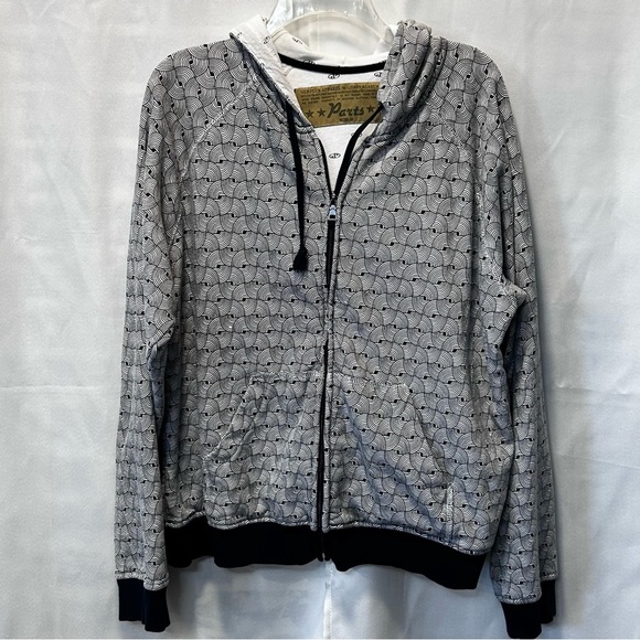 Vtg Surplus Apparel Military PARTS Geometric Print Y2K Hoodie Skater Hip Hop M - Picture 1 of 5